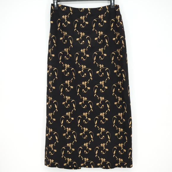 Kelly And Diane Dresses & Skirts - Kelly and Diane Skirt Womens 12 Black Gold Floral Embroidered Beads Zip Lined
